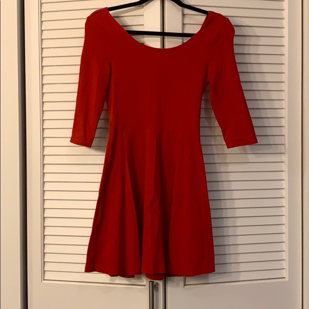 Express red A-line dress with quarter sleeves